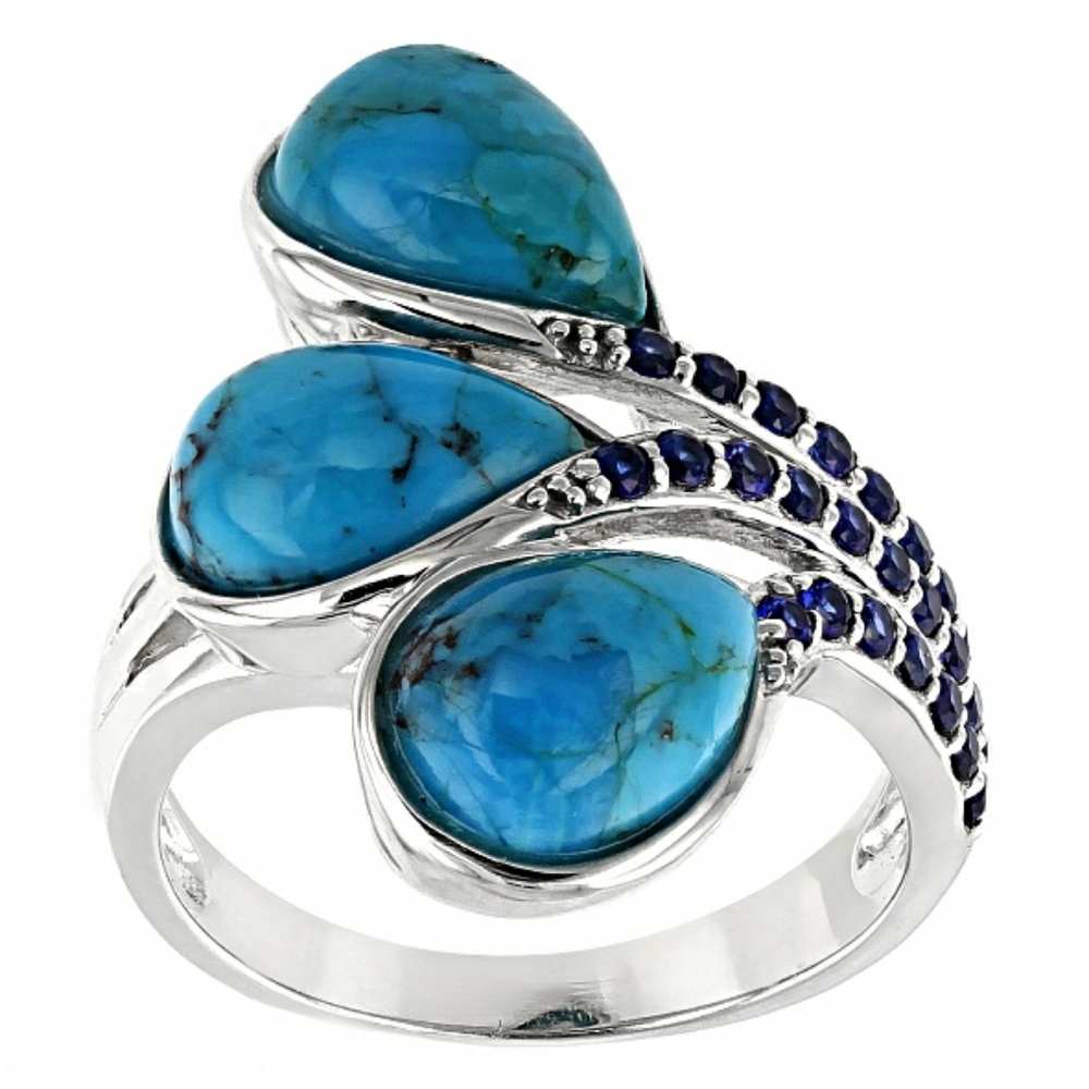 Turquoise and blue sapphire ring